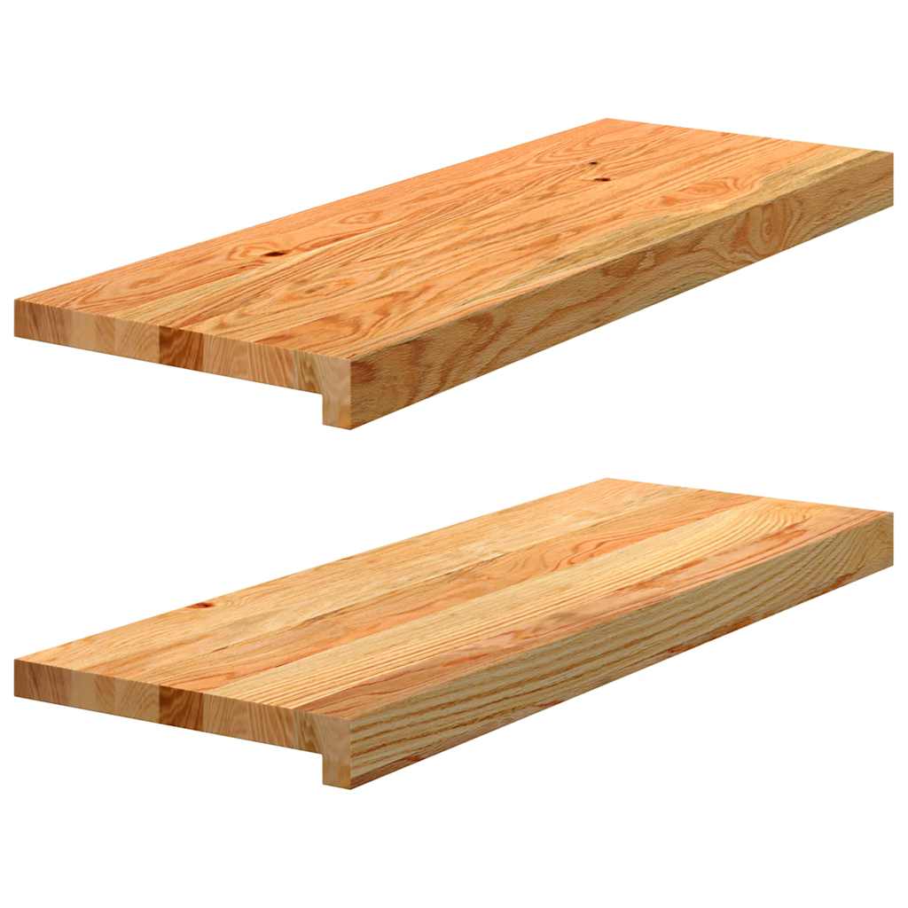 Stair Treads 2 pcs Light Brown 70x25x2 cm Solid Wood Oak