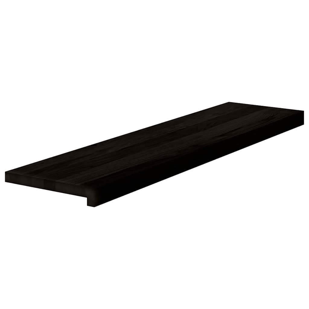 Stair Treads 2 pcs Brown Black 100x30x2 cm Solid Wood Oak