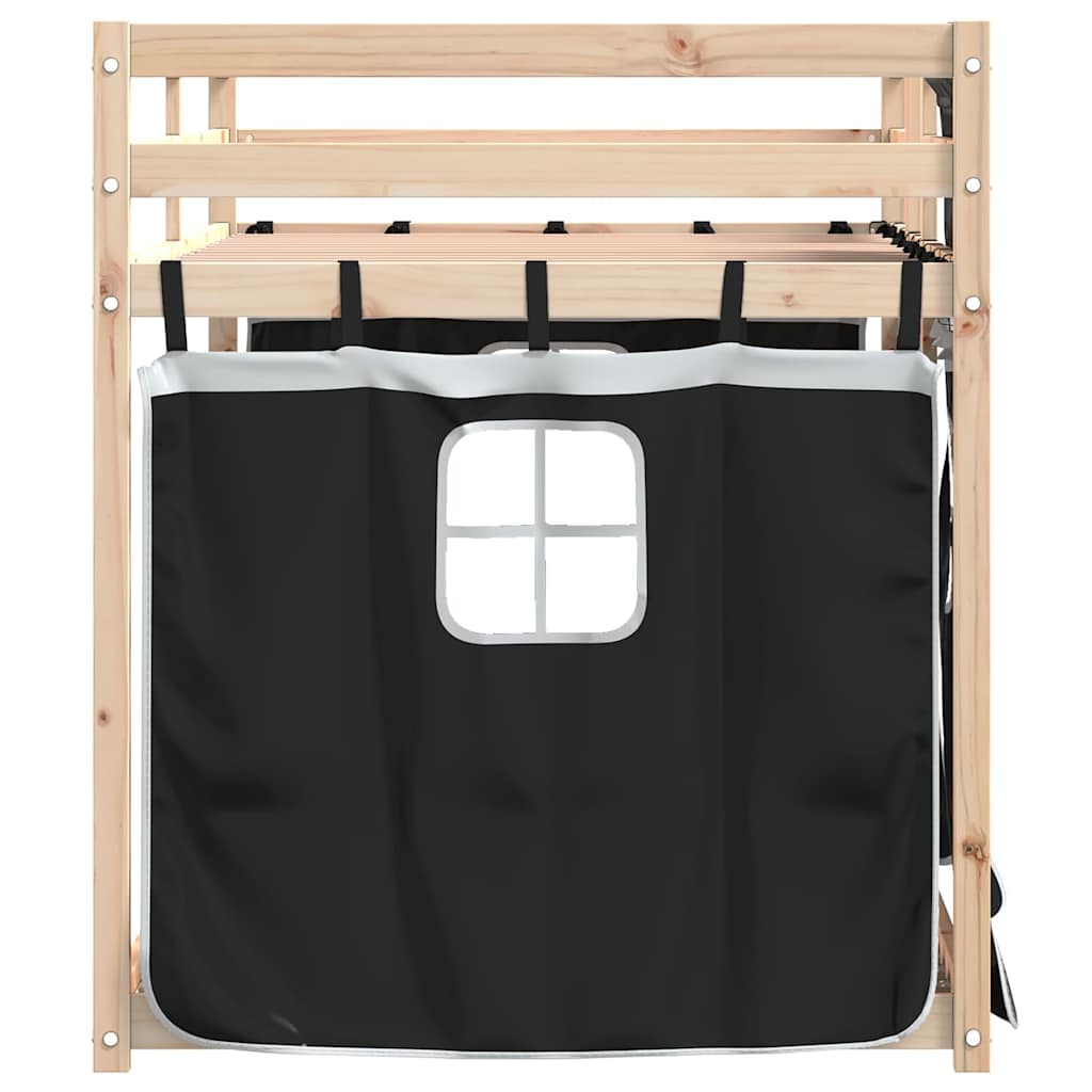 Bunk Bed without Mattress White&Black 90x200 cm Solid Wood Pine