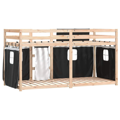 Bunk Bed without Mattress White&Black 90x200 cm Solid Wood Pine
