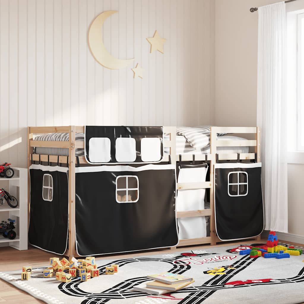 Bunk Bed without Mattress White&Black 90x200 cm Solid Wood Pine