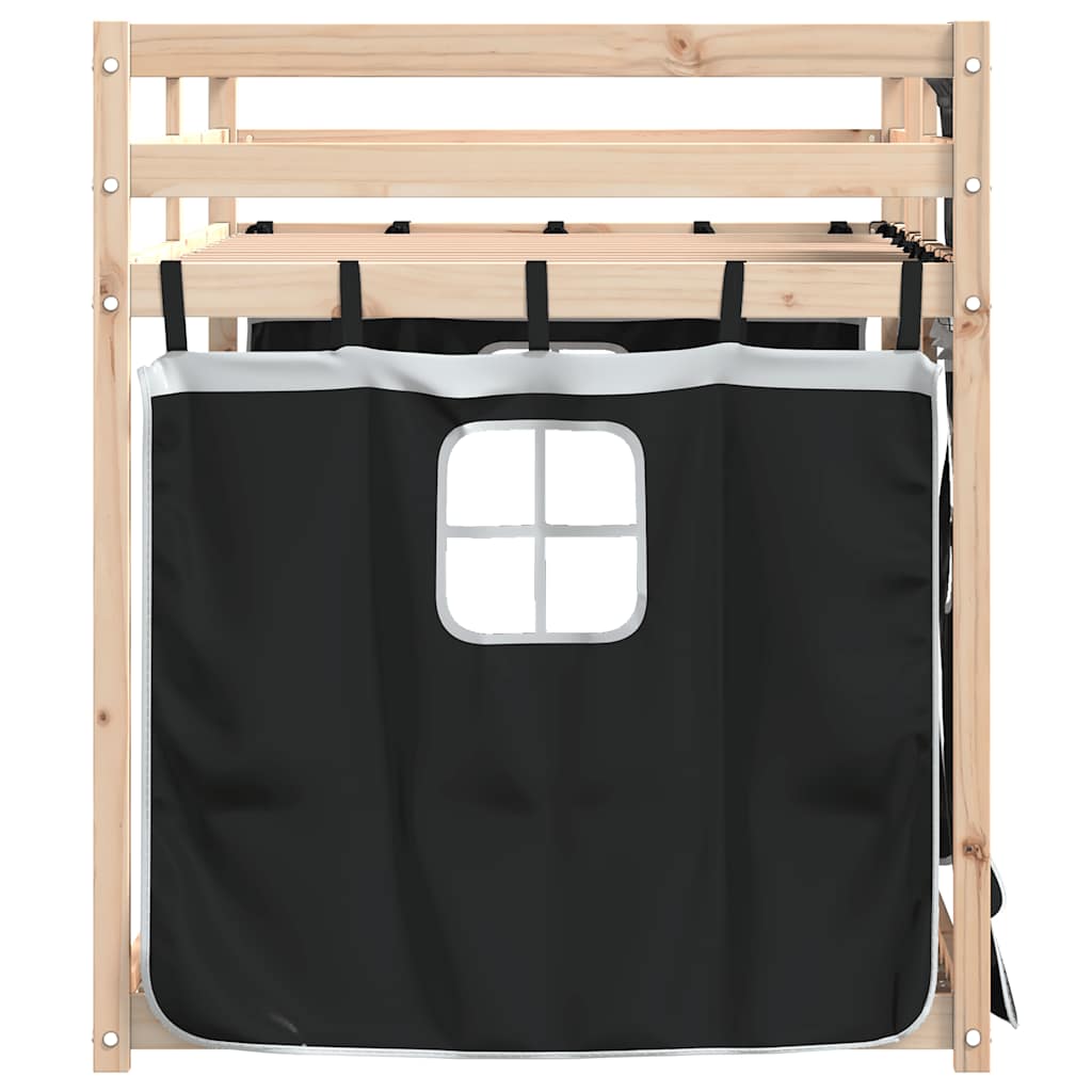 Bunk Bed without Mattress White&Black 80x200 cm Solid Wood Pine