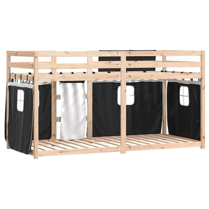 Bunk Bed without Mattress White&Black 80x200 cm Solid Wood Pine