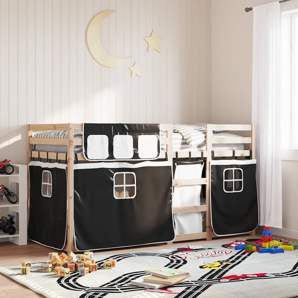 Bunk Bed without Mattress White&Black 80x200 cm Solid Wood Pine