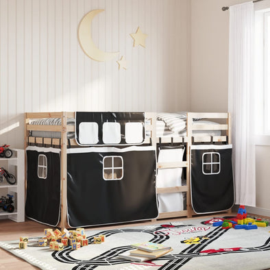 Bunk Bed without Mattress White&Black 80x200 cm Solid Wood Pine