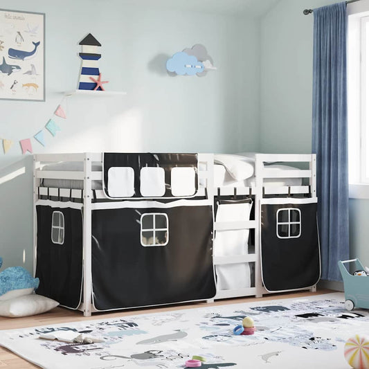 Bunk Bed without Mattress White&Black 80x200 cm Solid Wood Pine