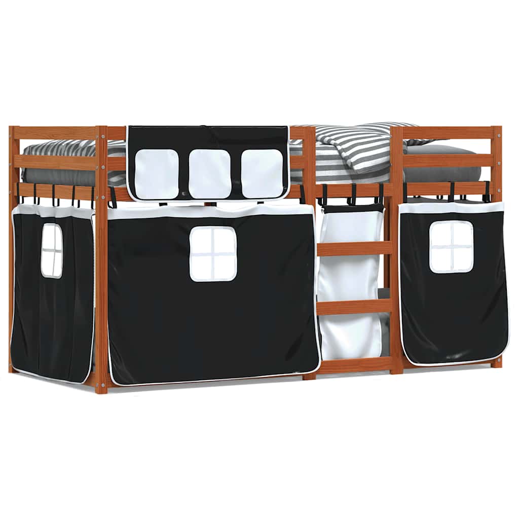 Bunk Bed without Mattress White&Black 80x200 cm Solid Wood Pine
