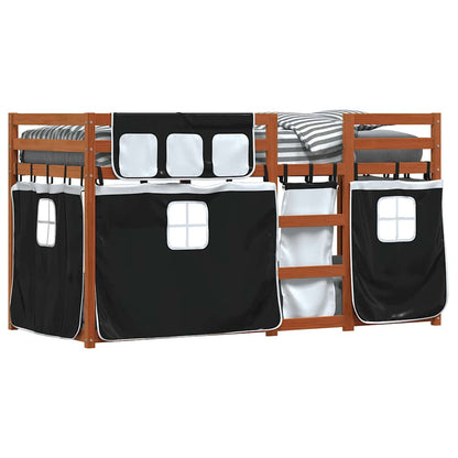 Bunk Bed without Mattress White&Black 80x200 cm Solid Wood Pine