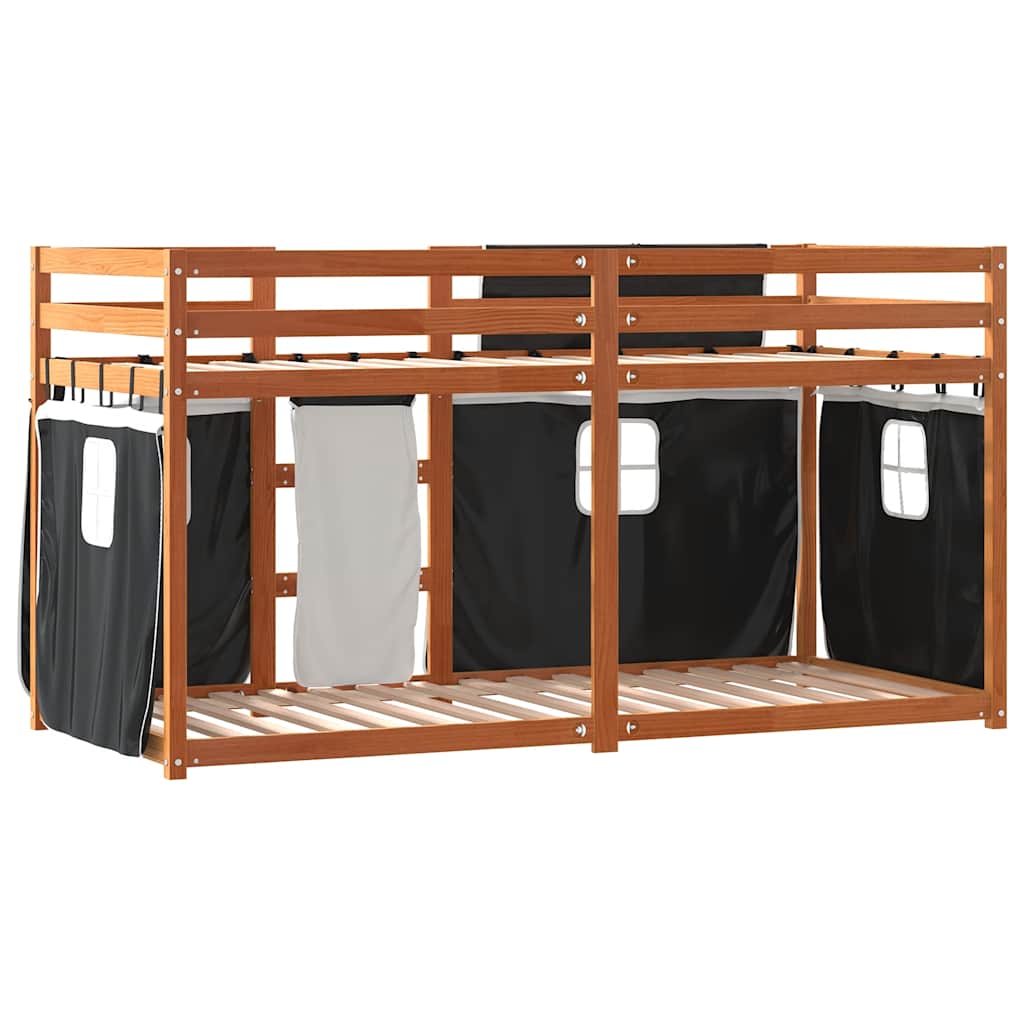Bunk Bed without Mattress White&Black 80x200 cm Solid Wood Pine