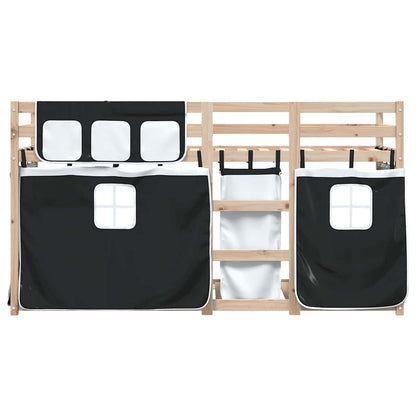 Bunk Bed without Mattress White&Black 90x200 cm Solid Wood Pine