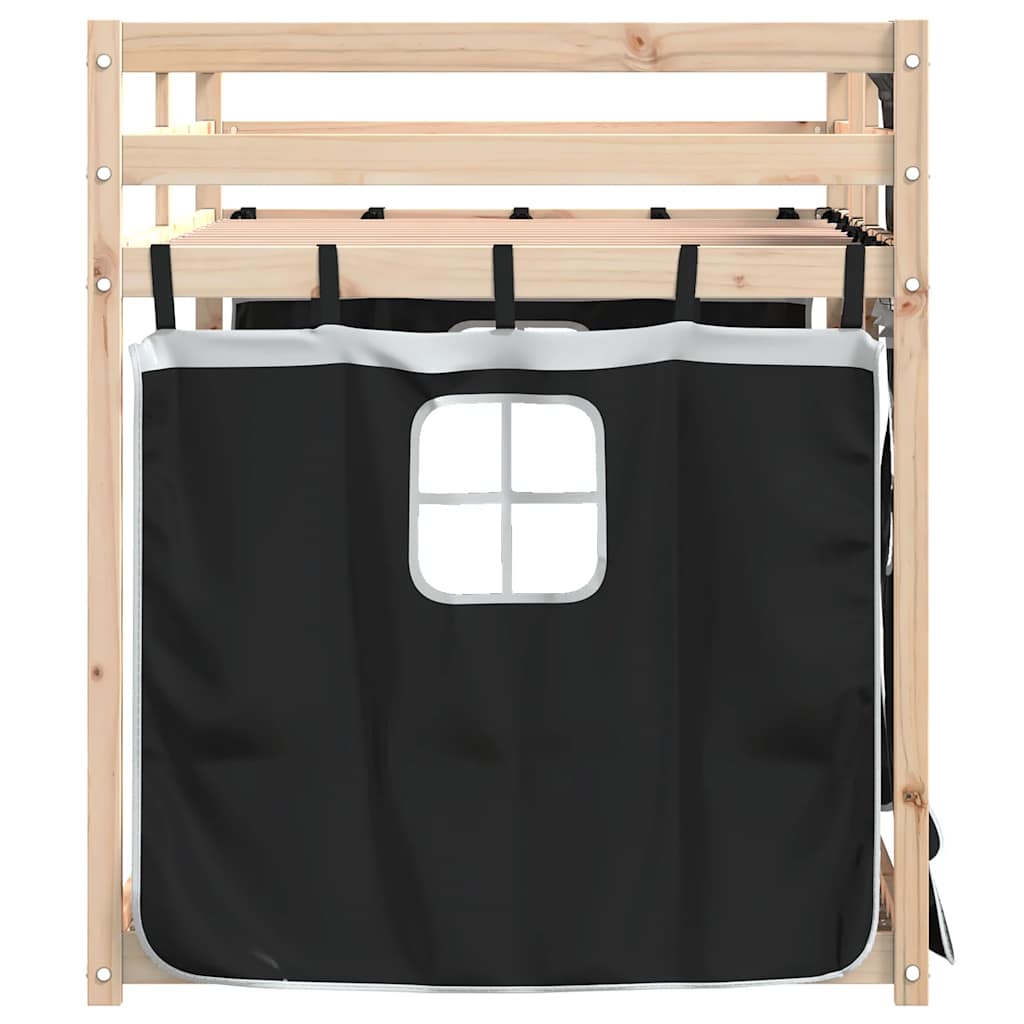 Bunk Bed without Mattress White&Black 90x200 cm Solid Wood Pine