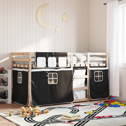 Bunk Bed without Mattress White&Black 90x200 cm Solid Wood Pine