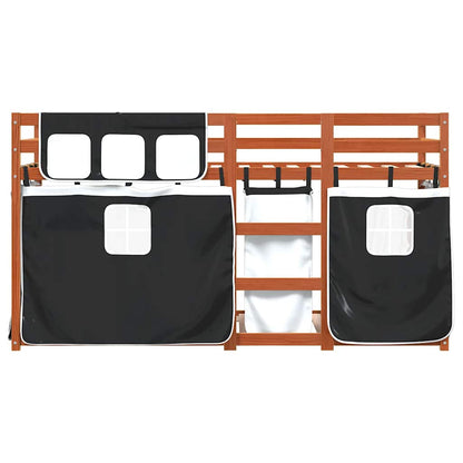 Bunk Bed without Mattress White&Black 90x200 cm Solid Wood Pine
