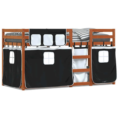 Bunk Bed without Mattress White&Black 90x190 cm Single Solid Wood Pine