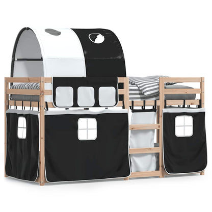 Bunk Bed without Mattress White&Black 80x200 cm Solid Wood Pine