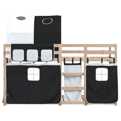 Bunk Bed without Mattress White&Black 80x200 cm Solid Wood Pine