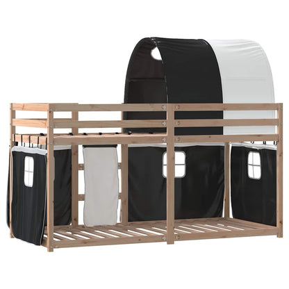 Bunk Bed without Mattress White&Black 80x200 cm Solid Wood Pine