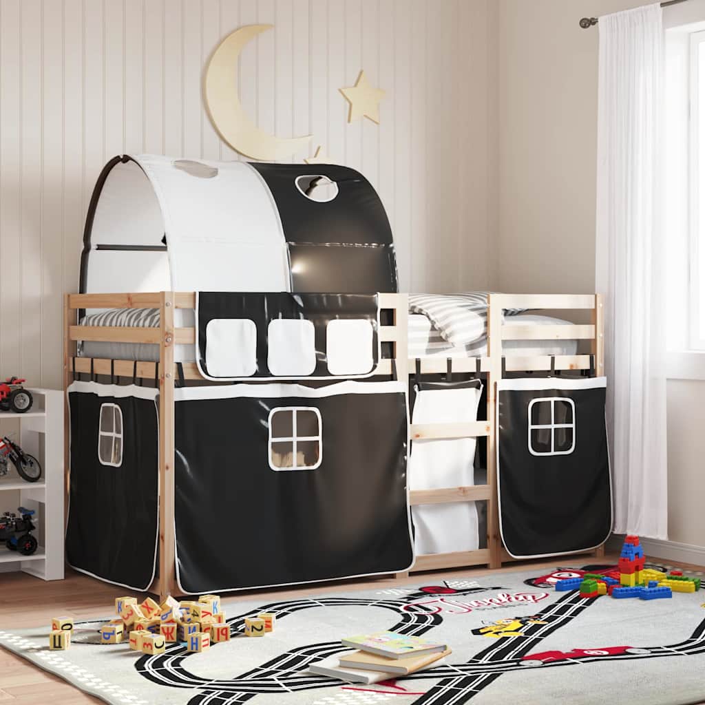 Bunk Bed without Mattress White&Black 80x200 cm Solid Wood Pine