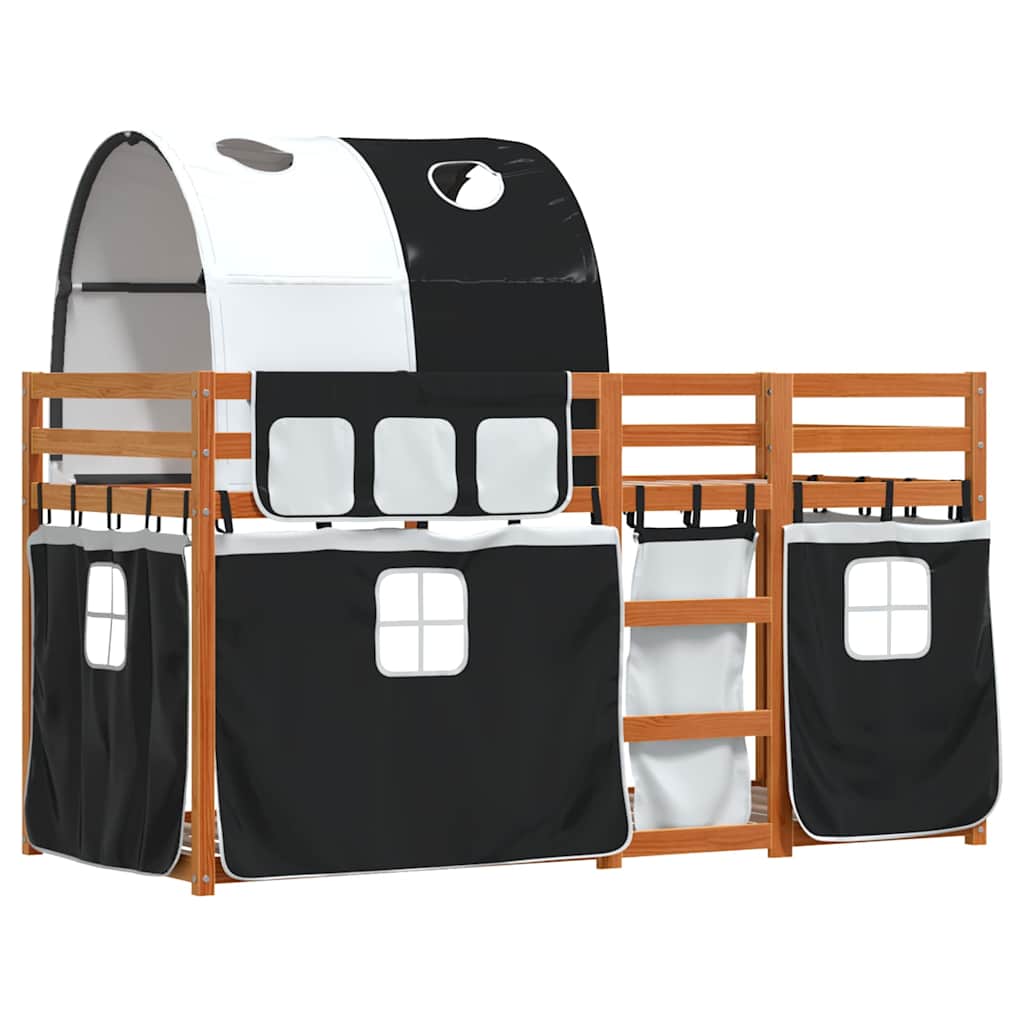 Bunk Bed without Mattress White&Black 80x200 cm Solid Wood Pine
