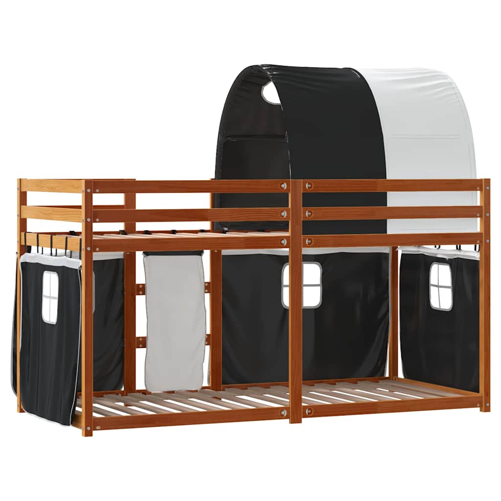 Bunk Bed without Mattress White&Black 80x200 cm Solid Wood Pine