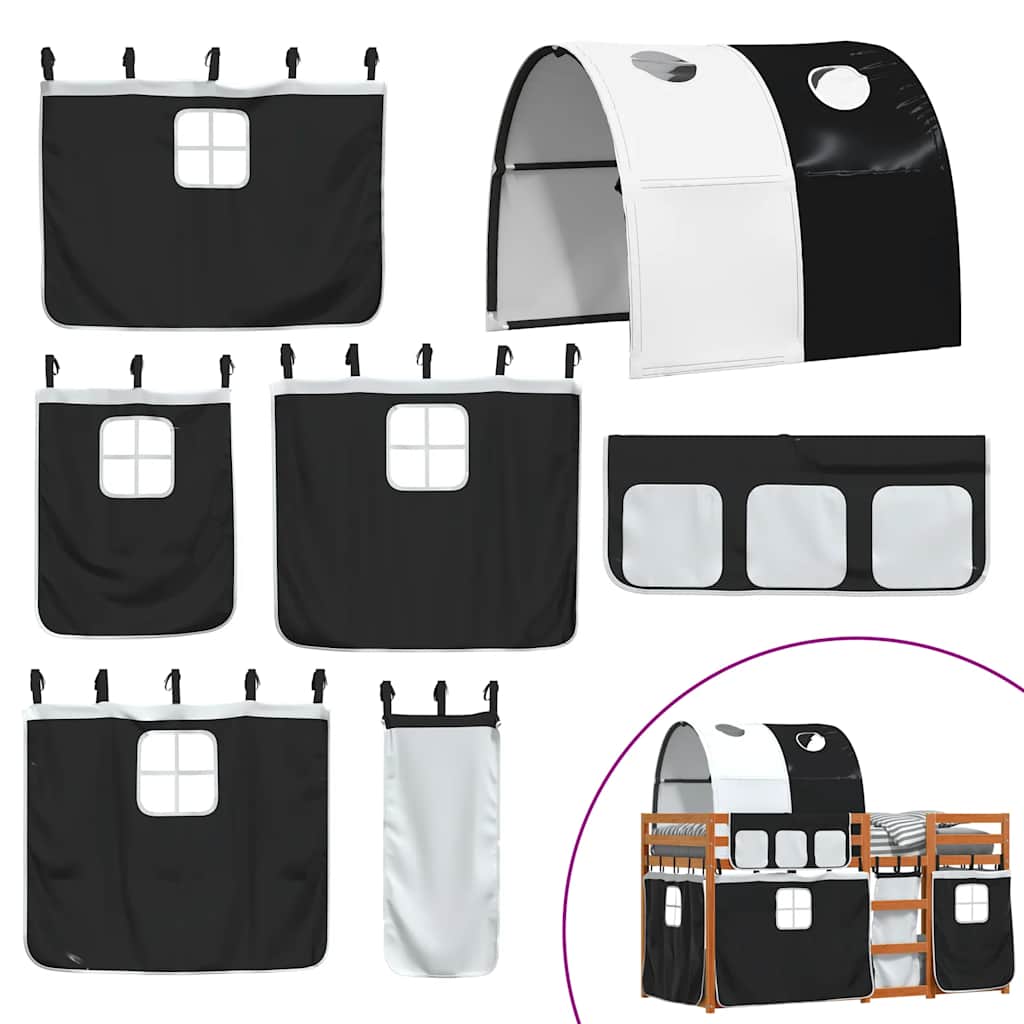 Bunk Bed without Mattress White&Black 80x200 cm Solid Wood Pine