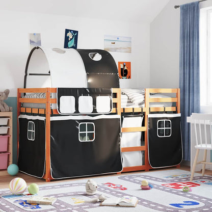 Bunk Bed without Mattress White&Black 80x200 cm Solid Wood Pine