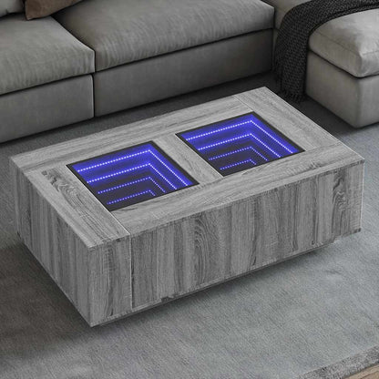 Coffee Table with Infinity LED Grey Sonoma 116x69x40 cm
