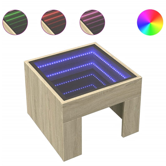 Bedside Table with Infinity LED Sonoma Oak 40x40x30 cm