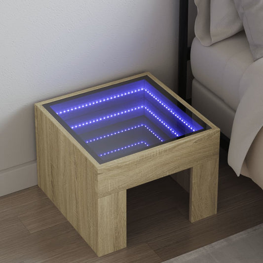 Bedside Table with Infinity LED Sonoma Oak 40x40x30 cm