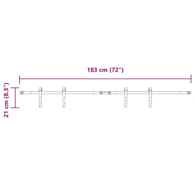  Sliding Cabinet Door Kit 183 cm Carbon Steel