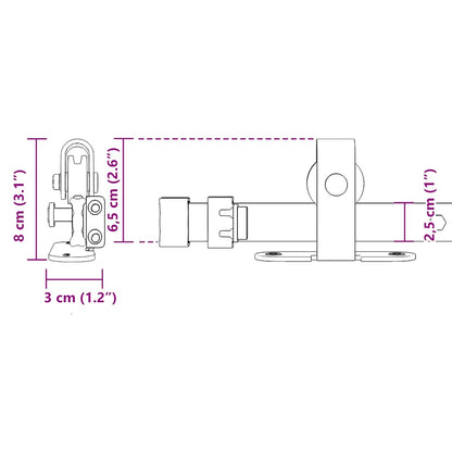  Sliding Cabinet Door Kit 122 cm Carbon Steel