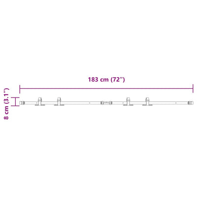  Sliding Cabinet Door Kit 183 cm Carbon Steel