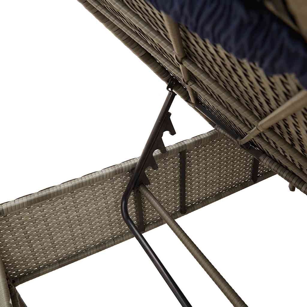 3 Piece Sun Lounger Set with Cushion Gray Poly Rattan