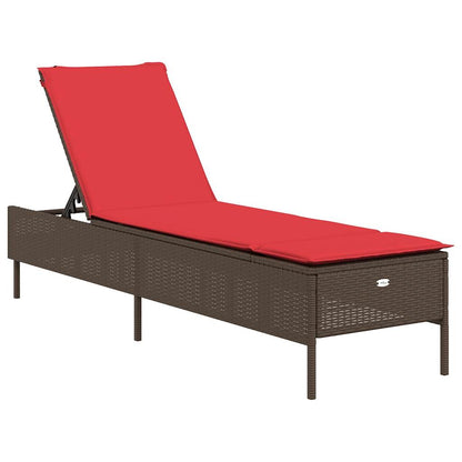 3 Piece Sun Lounger Set with Cushion Brown Poly Rattan