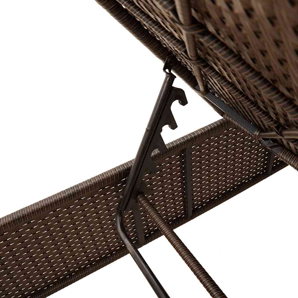 3 Piece Sun Lounger Set with Cushion Brown Poly Rattan