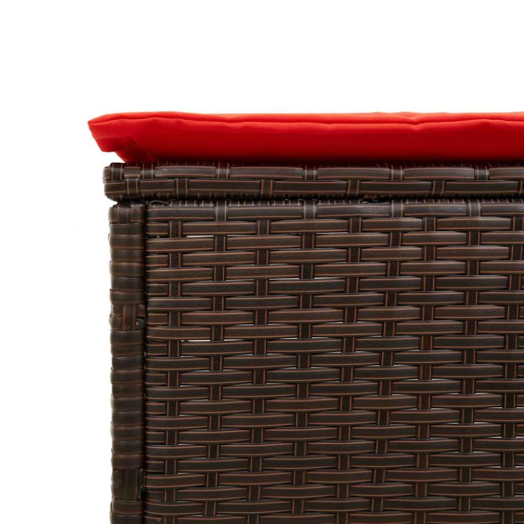 3 Piece Sun Lounger Set with Cushion Brown Poly Rattan