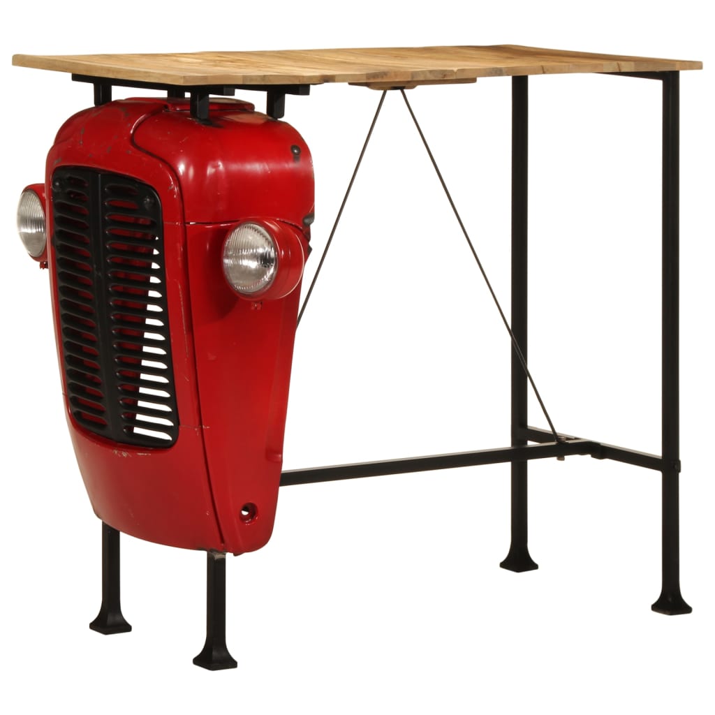 Tractor Bar Table Red and Brown 55x120x107 cm Solid Wood Mango