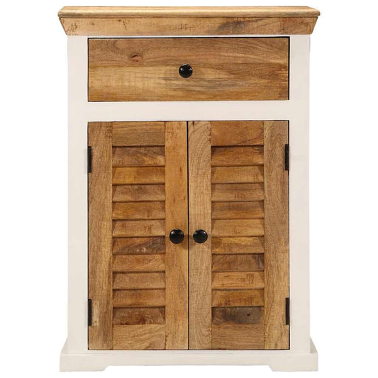 Sideboard White and Brown 55x30x73 cm Solid Rough Wood Mango