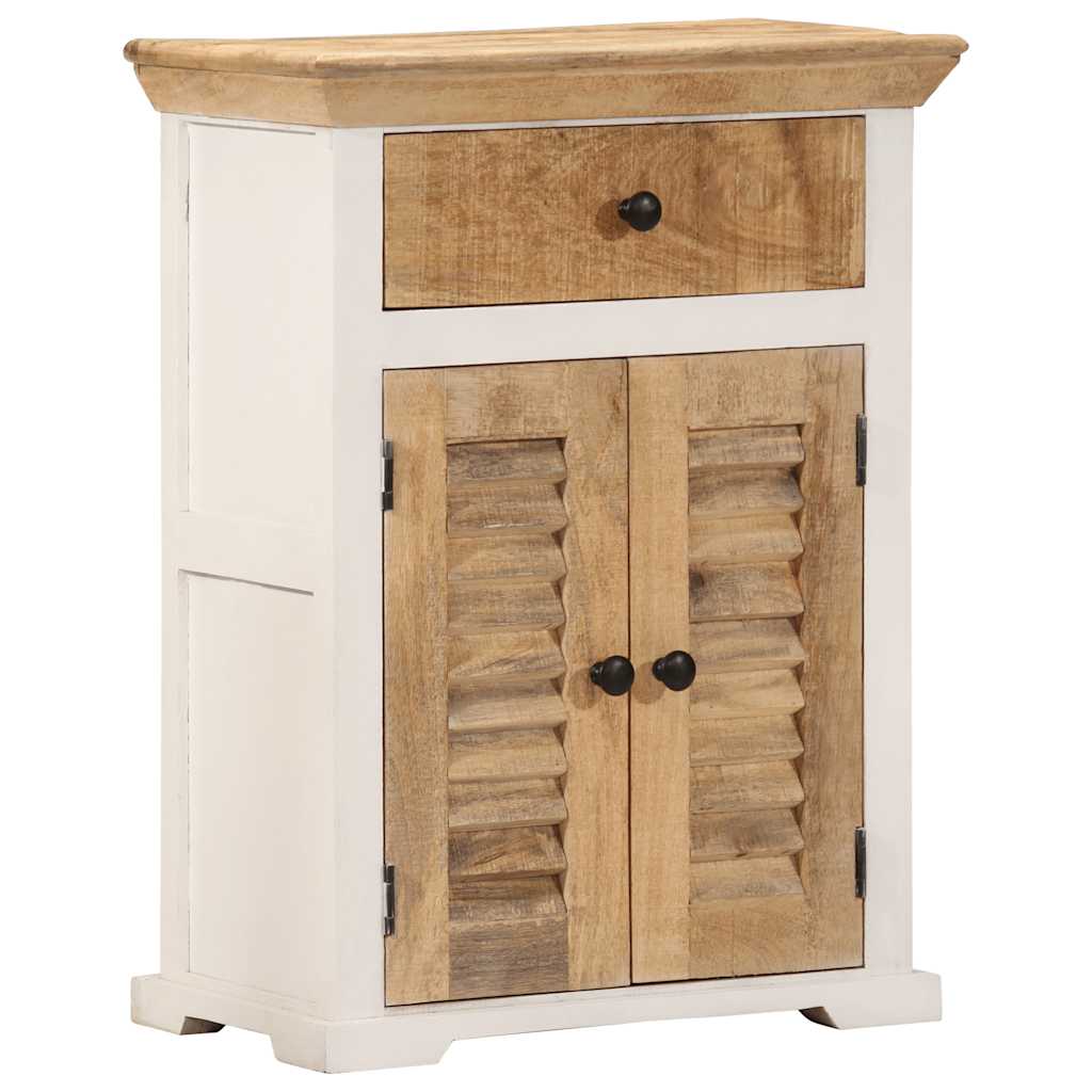 Sideboard White and Brown 55x30x73 cm Solid Rough Wood Mango