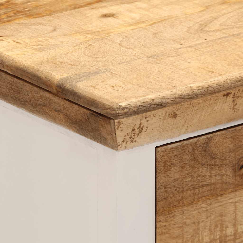 Sideboard White and Brown 55x30x73 cm Solid Rough Wood Mango