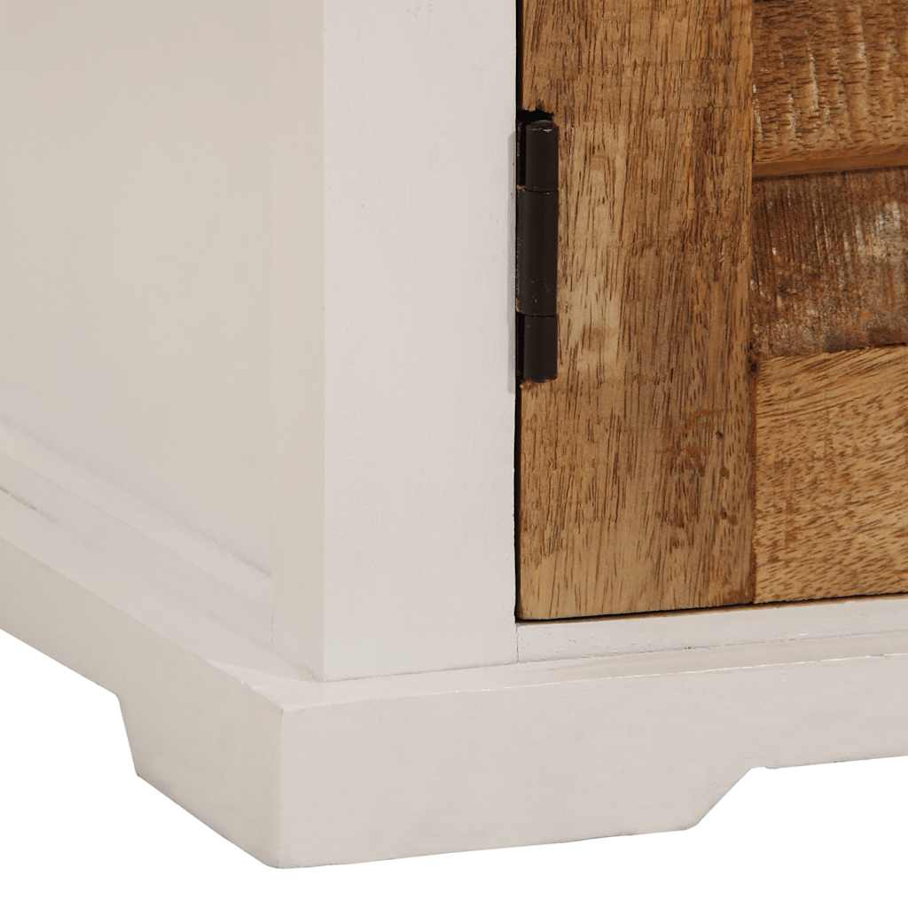 Sideboard White and Brown 55x30x73 cm Solid Rough Wood Mango