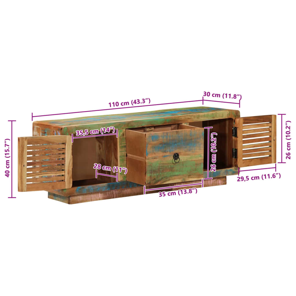 TV Cabinet 110x30x40 cm Solid Wood Reclaimed