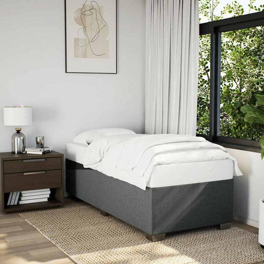 Bed Frame without Mattress Dark Grey Single Fabric