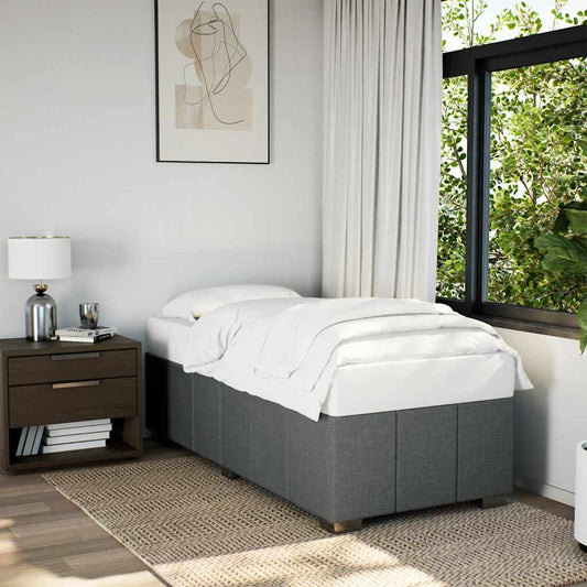 Bed Frame without Mattress Dark Grey Single Fabric