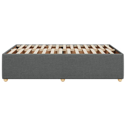Bed Frame without Mattress Dark Grey Double Fabric