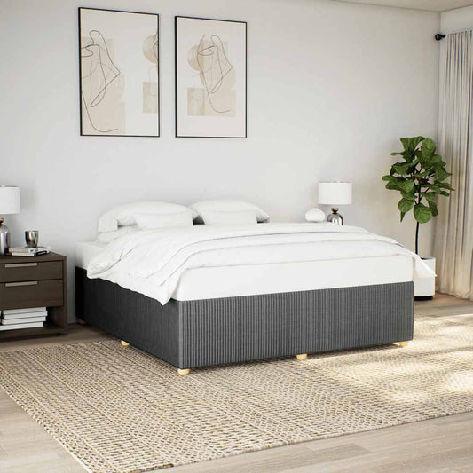 Bed Frame without Mattress Dark Grey Super King Fabric