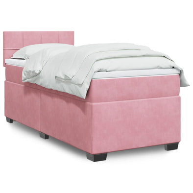 Box Spring Bed with Mattress Pink 90x200 cm Velvet