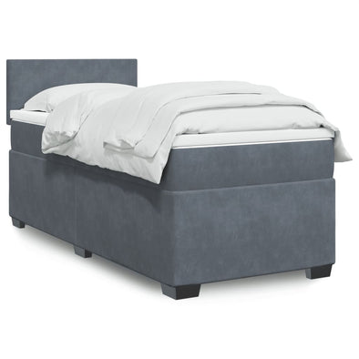Box Spring Bed with Mattress Dark Grey 100x200 cm Velvet
