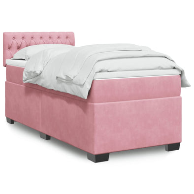 Box Spring Bed with Mattress Pink 100x200 cm Velvet
