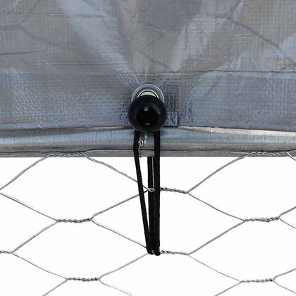 Chicken Cage with Roof and Door Silver Galvanised Steel